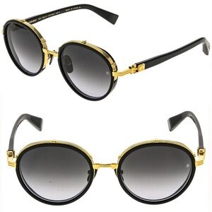 BALMAIN CROISSY BY AKONI BPS 126A Gold Black Titanium Unisex Sunglasses